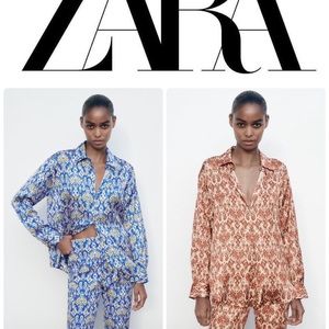 ZARA PRINT SATIN SHIRT XL